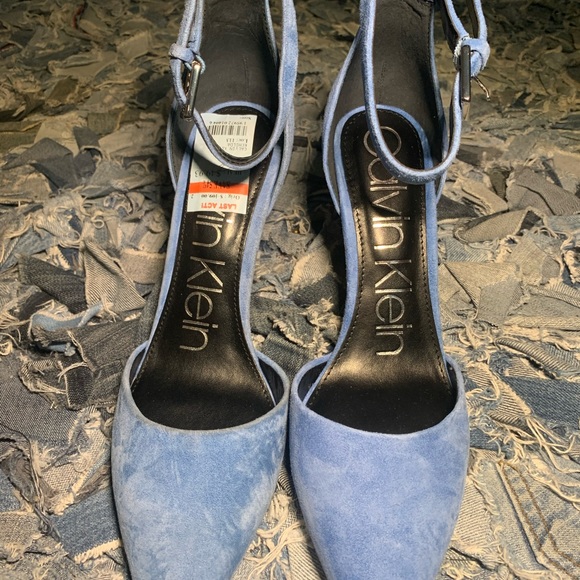 Baby Blue Suede Heels - Picture 3 of 8